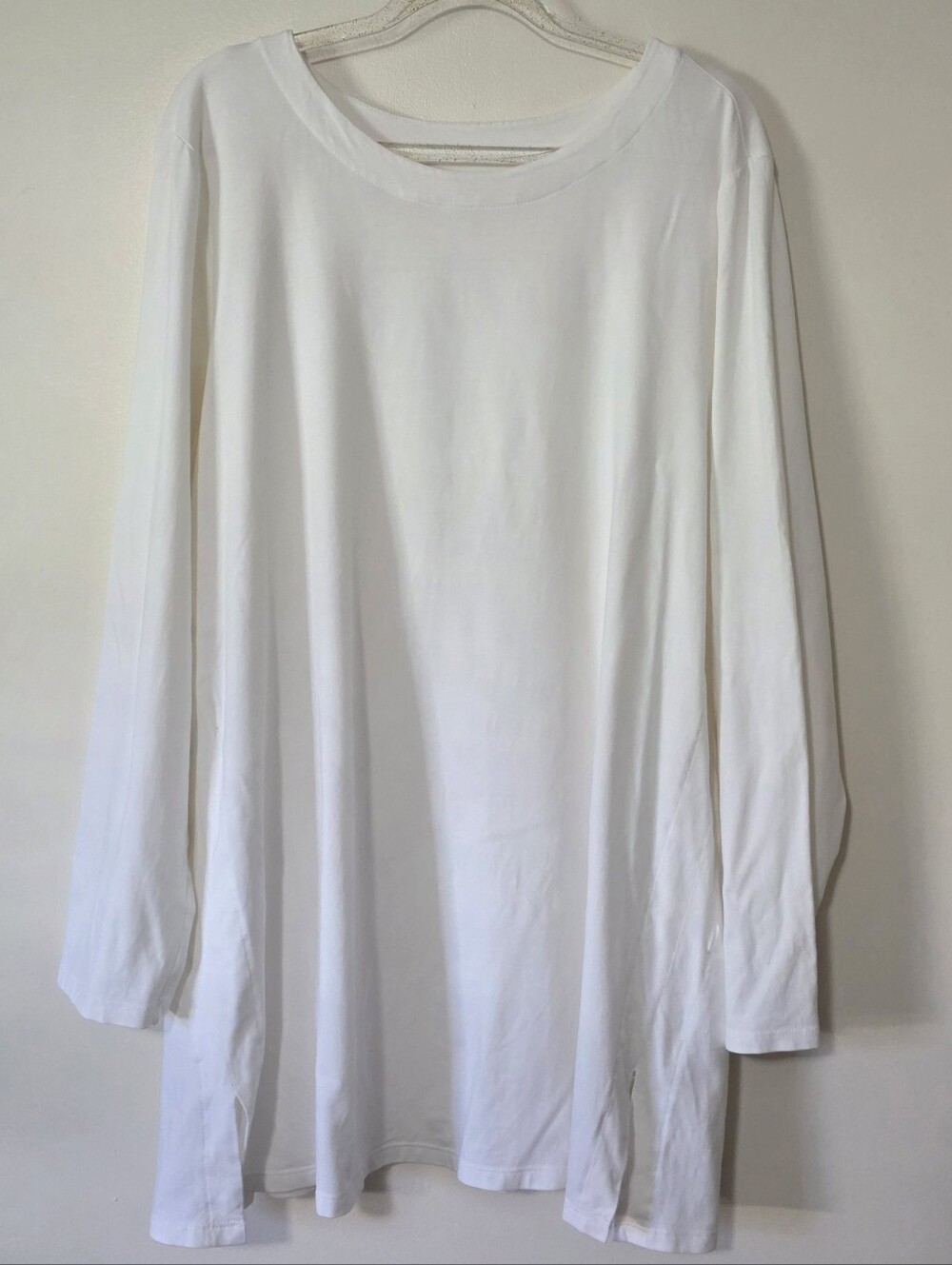 J. Jill White Luxe Supima Forward Seam Tunic Top Lagenlook Cozy Minimalism 2X